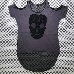 Hot Topic Skull Sheer Back Top